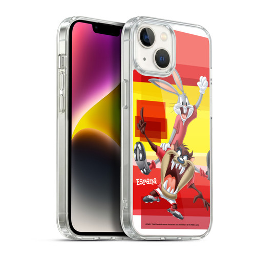 Looney Tunes Flag Graphics Spain Taz & Bugs Bunny Soft Gel Case for Apple iPhone 14