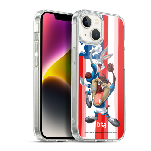 Looney Tunes Flag Graphics USA Taz & Bugs Bunny Soft Gel Case for Apple iPhone 14