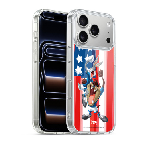 Looney Tunes Flag Graphics USA Taz & Bugs Bunny Soft Gel Case for Apple iPhone 17 Pro