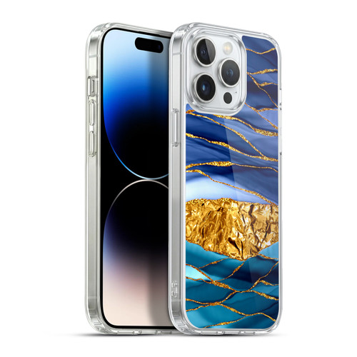 UtArt Dark Night Marble Golden Seas Soft Gel Case for Apple iPhone 13 Pro Max & MagSafe