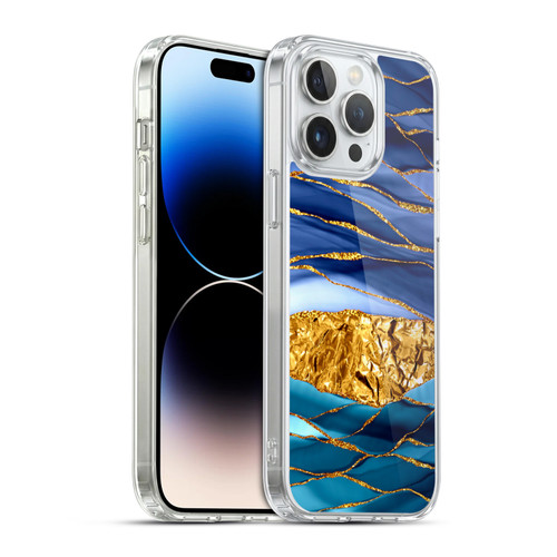 UtArt Dark Night Marble Golden Seas Soft Gel Case for Apple iPhone 14 Pro Max & MagSafe