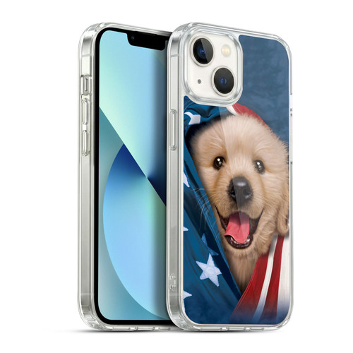 Vincent Hie Canidae Patriotic Golden Retriever Soft Gel Case for Apple iPhone 13