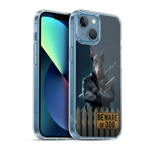 Vincent Hie Canidae Beware Of Dog Soft Gel Case for Apple iPhone 13 Mini & MagSafe