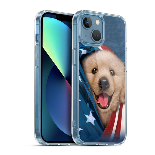 Vincent Hie Canidae Patriotic Golden Retriever Soft Gel Case for Apple iPhone 13 Mini & MagSafe