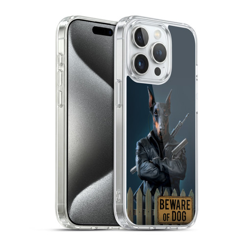 Vincent Hie Canidae Beware Of Dog Soft Gel Case for Apple iPhone 15 Pro & MagSafe