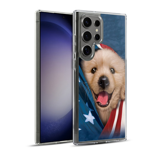 Vincent Hie Canidae Patriotic Golden Retriever Soft Gel Case for Samsung Galaxy S23 Ultra 5G & MagSafe