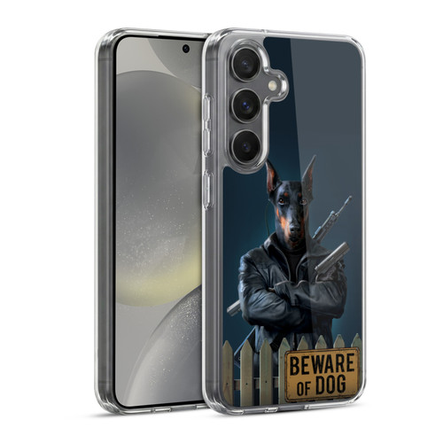 Vincent Hie Canidae Beware Of Dog Soft Gel Case for Samsung Galaxy S24 5G & MagSafe