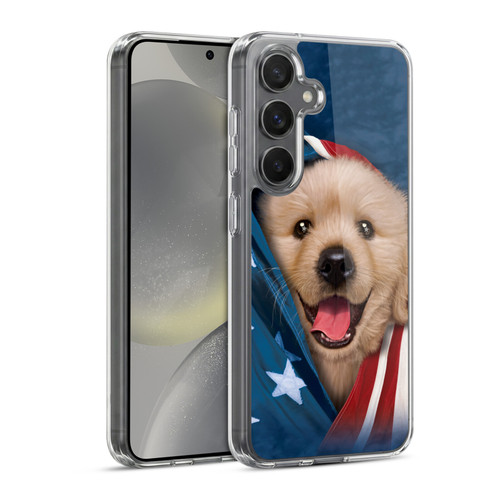 Vincent Hie Canidae Patriotic Golden Retriever Soft Gel Case for Samsung Galaxy S24 5G & MagSafe