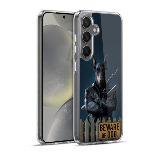 Vincent Hie Canidae Beware Of Dog Soft Gel Case for Samsung Galaxy S24+ 5G & MagSafe