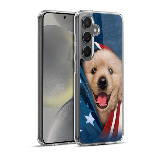 Vincent Hie Canidae Patriotic Golden Retriever Soft Gel Case for Samsung Galaxy S24+ 5G & MagSafe