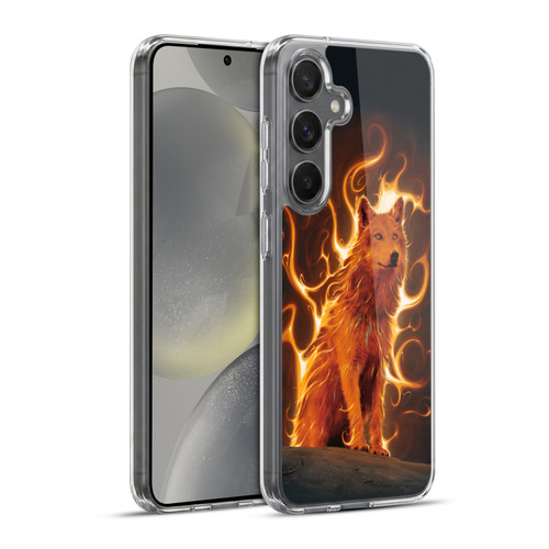 Vincent Hie Canidae Wolf Phoenix Soft Gel Case for Samsung Galaxy S24+ 5G & MagSafe