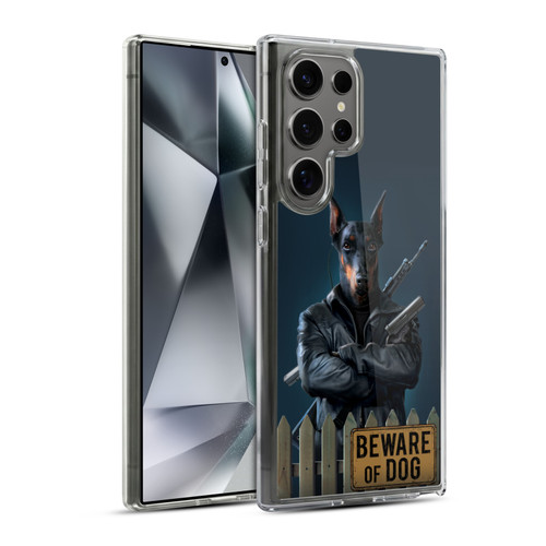 Vincent Hie Canidae Beware Of Dog Soft Gel Case for Samsung Galaxy S24 Ultra 5G & MagSafe