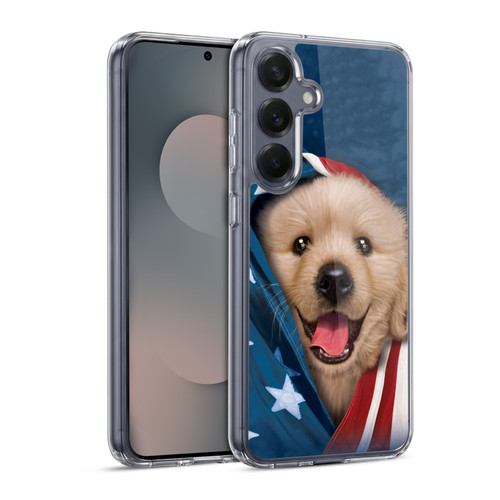 Vincent Hie Canidae Patriotic Golden Retriever Soft Gel Case for Samsung Galaxy S25 & MagSafe