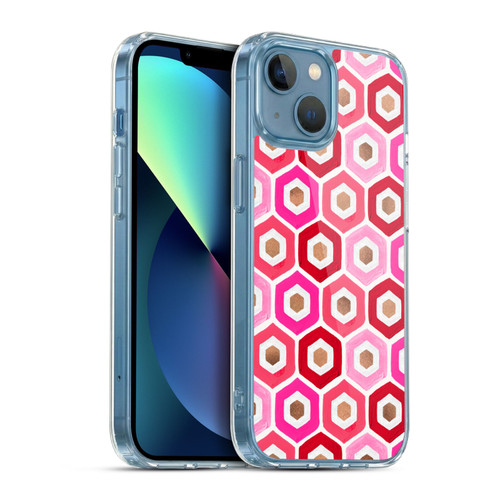 Cat Coquillette Patterns 6 Honeycomb Pink Soft Gel Case for Apple iPhone 13 Mini & MagSafe