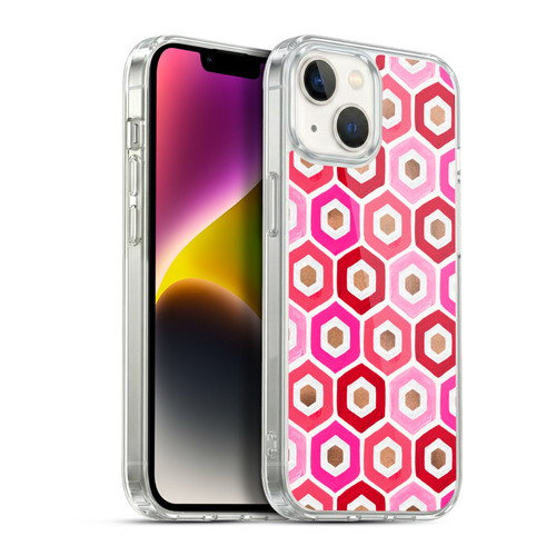 Cat Coquillette Patterns 6 Honeycomb Pink Soft Gel Case for Apple iPhone 14