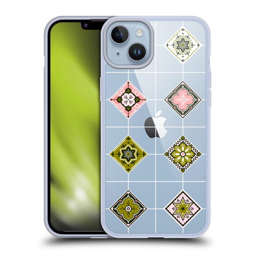Cat Coquillette Patterns 6 Mexican Tile 4 Soft Gel Case for Apple iPhone 14 Plus & MagSafe