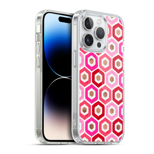 Cat Coquillette Patterns 6 Honeycomb Pink Soft Gel Case for Apple iPhone 14 Pro & MagSafe