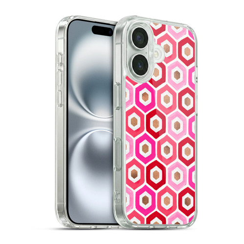 Cat Coquillette Patterns 6 Honeycomb Pink Soft Gel Case for Apple iPhone 16 & MagSafe