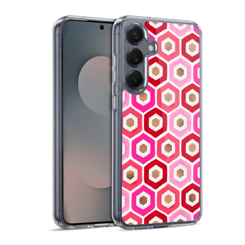Cat Coquillette Patterns 6 Honeycomb Pink Soft Gel Case for Samsung Galaxy S25 & MagSafe