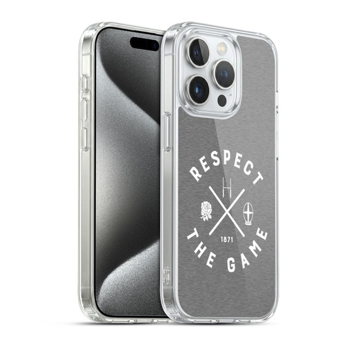 England Rugby Union Typography  Respect The Game Soft Gel Case for Apple iPhone 15 Pro & MagSafe