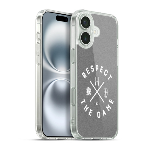 England Rugby Union Typography  Respect The Game Soft Gel Case for Apple iPhone 16 Plus & MagSafe