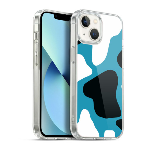 Grace Illustration Cow Prints Blue Soft Gel Case for Apple iPhone 13