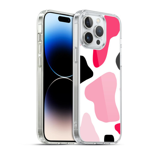 Grace Illustration Cow Prints Pink Soft Gel Case for Apple iPhone 14 Pro Max & MagSafe