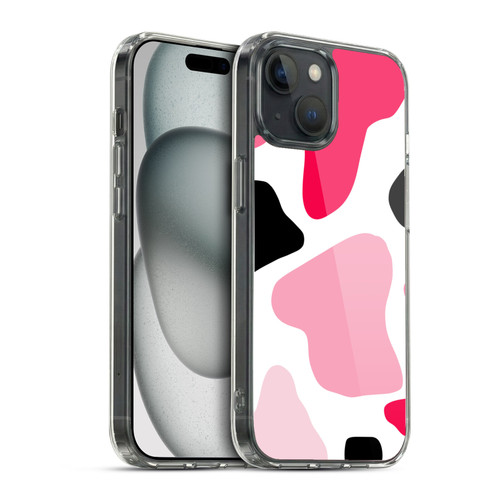 Grace Illustration Cow Prints Pink Soft Gel Case for Apple iPhone 15 & MagSafe