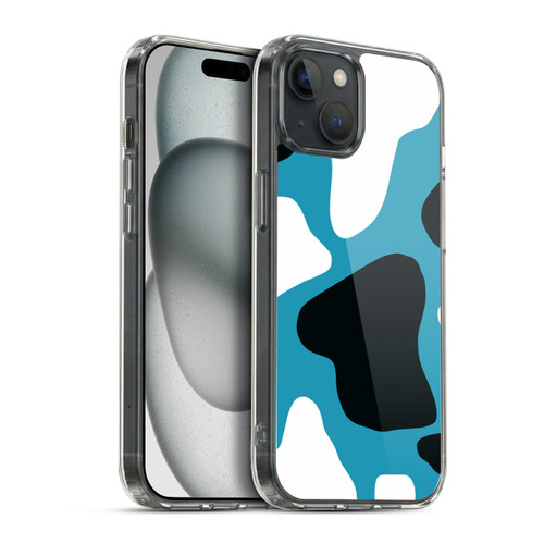 Grace Illustration Cow Prints Blue Soft Gel Case for Apple iPhone 15 Plus & MagSafe