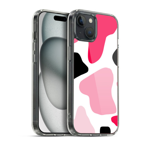 Grace Illustration Cow Prints Pink Soft Gel Case for Apple iPhone 15 Plus & MagSafe