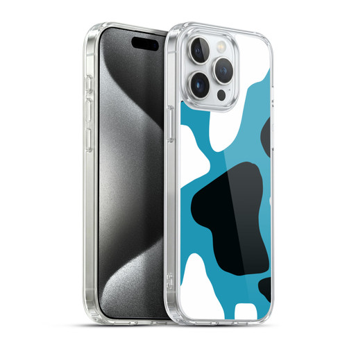 Grace Illustration Cow Prints Blue Soft Gel Case for Apple iPhone 15 Pro Max & MagSafe