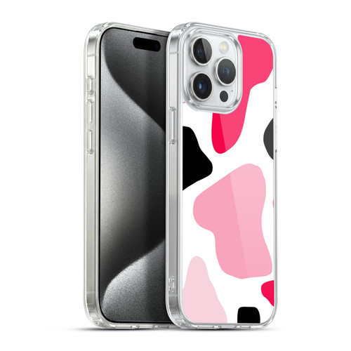 Grace Illustration Cow Prints Pink Soft Gel Case for Apple iPhone 15 Pro Max & MagSafe