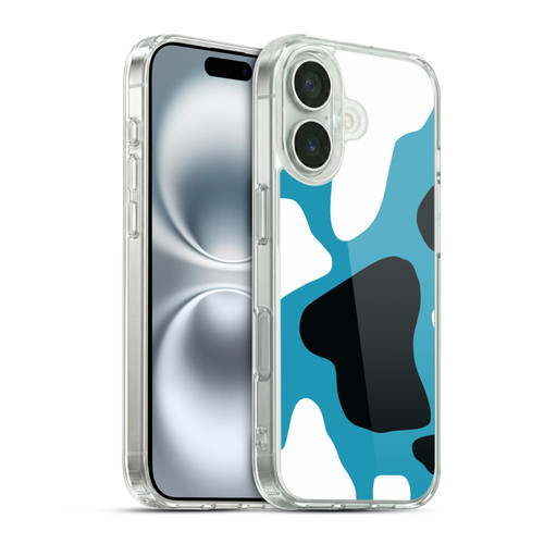 Grace Illustration Cow Prints Blue Soft Gel Case for Apple iPhone 16 & MagSafe