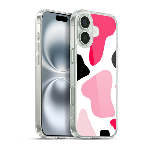 Grace Illustration Cow Prints Pink Soft Gel Case for Apple iPhone 16 Plus & MagSafe