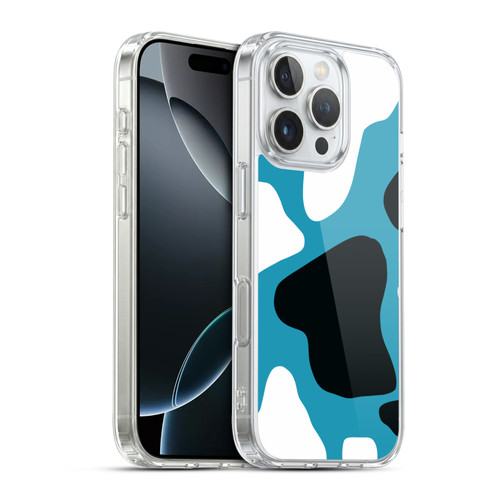 Grace Illustration Cow Prints Blue Soft Gel Case for Apple iPhone 16 Pro & MagSafe