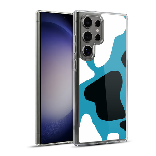 Grace Illustration Cow Prints Blue Soft Gel Case for Samsung Galaxy S23 Ultra 5G & MagSafe