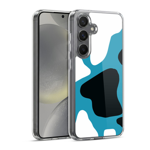 Grace Illustration Cow Prints Blue Soft Gel Case for Samsung Galaxy S24 5G & MagSafe