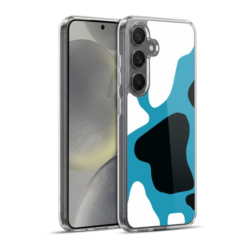 Grace Illustration Cow Prints Blue Soft Gel Case for Samsung Galaxy S24+ 5G & MagSafe