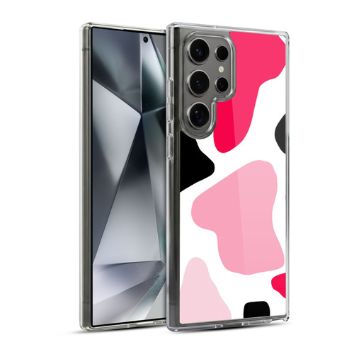 Grace Illustration Cow Prints Pink Soft Gel Case for Samsung Galaxy S24 Ultra 5G & MagSafe