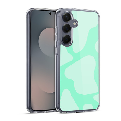 Grace Illustration Cow Prints Mint Green Soft Gel Case for Samsung Galaxy S25 & MagSafe
