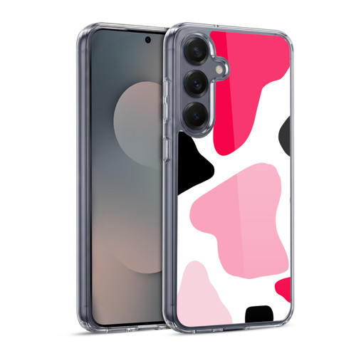 Grace Illustration Cow Prints Pink Soft Gel Case for Samsung Galaxy S25 & MagSafe