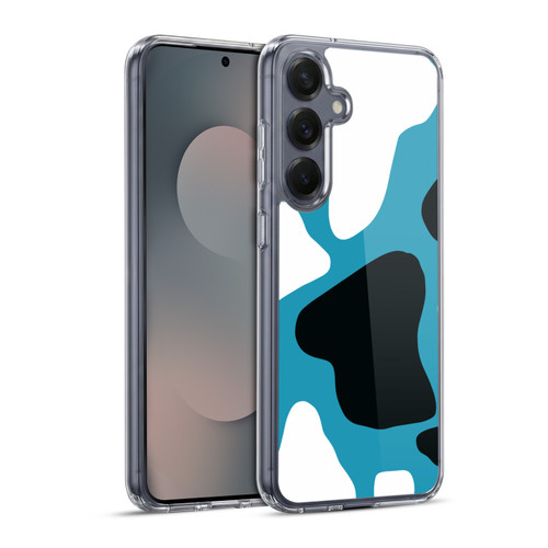 Grace Illustration Cow Prints Blue Soft Gel Case for Samsung Galaxy S25+ & MagSafe