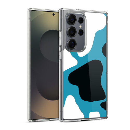 Grace Illustration Cow Prints Blue Soft Gel Case for Samsung Galaxy S25 Ultra & MagSafe