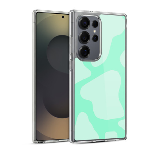 Grace Illustration Cow Prints Mint Green Soft Gel Case for Samsung Galaxy S25 Ultra & MagSafe