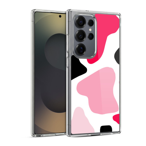 Grace Illustration Cow Prints Pink Soft Gel Case for Samsung Galaxy S25 Ultra & MagSafe