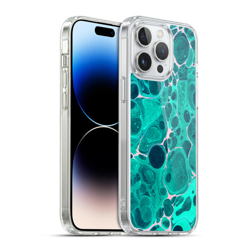 Haroulita Marble Teal Bubbles Soft Gel Case for Apple iPhone 14 Pro Max & MagSafe