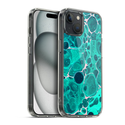 Haroulita Marble Teal Bubbles Soft Gel Case for Apple iPhone 15 Plus & MagSafe