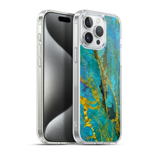 Haroulita Marble Yellow Teal Soft Gel Case for Apple iPhone 15 Pro Max & MagSafe
