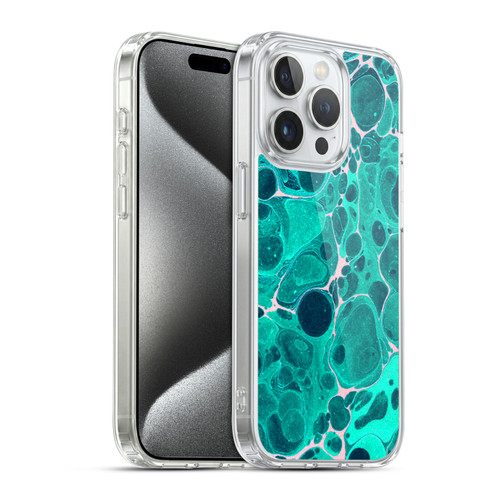 Haroulita Marble Teal Bubbles Soft Gel Case for Apple iPhone 15 Pro & MagSafe
