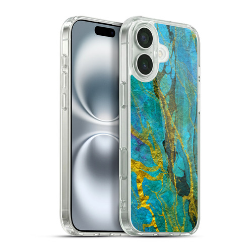 Haroulita Marble Yellow Teal Soft Gel Case for Apple iPhone 16 Plus & MagSafe